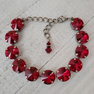 Austrian Crystal Bracelet in Antique Silver